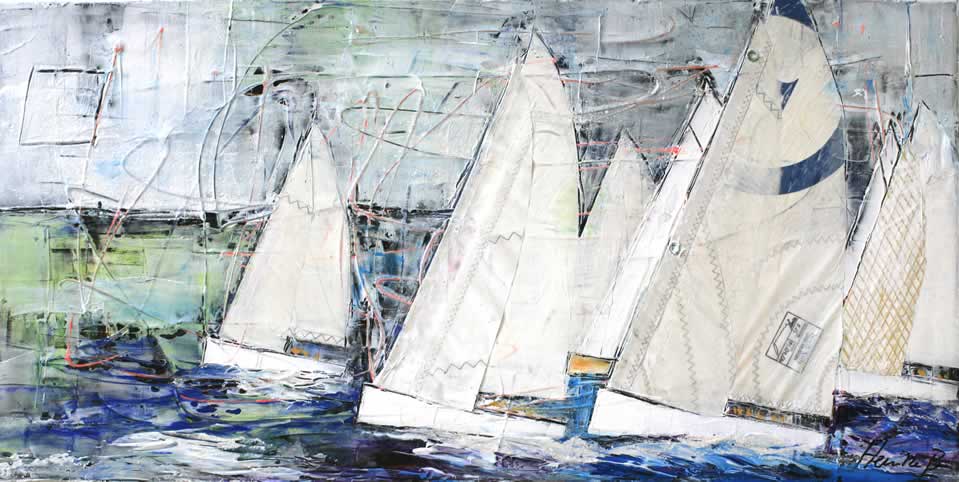 Segelboote auf Leinwand